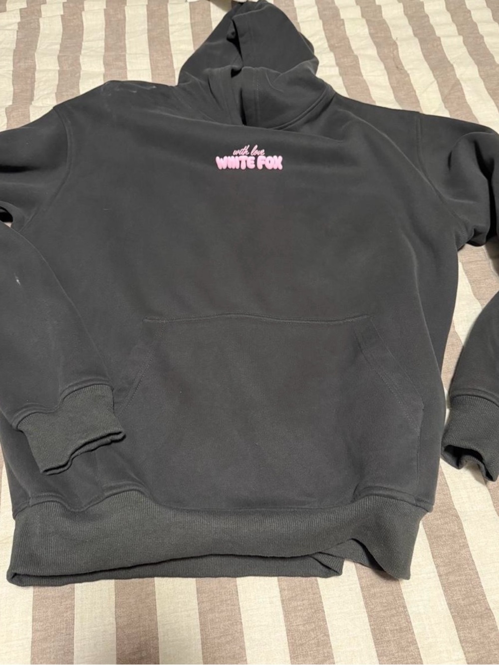 Charcoal Hoodie Sweatshirt with Pink Logo - Women